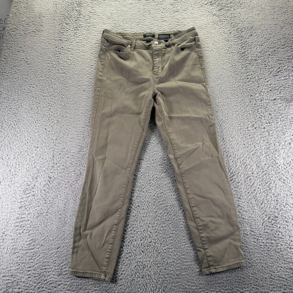 Buffalo David Bitton Havana Pant Womens 10 Green Cotton Ankle High-Rise Stretch